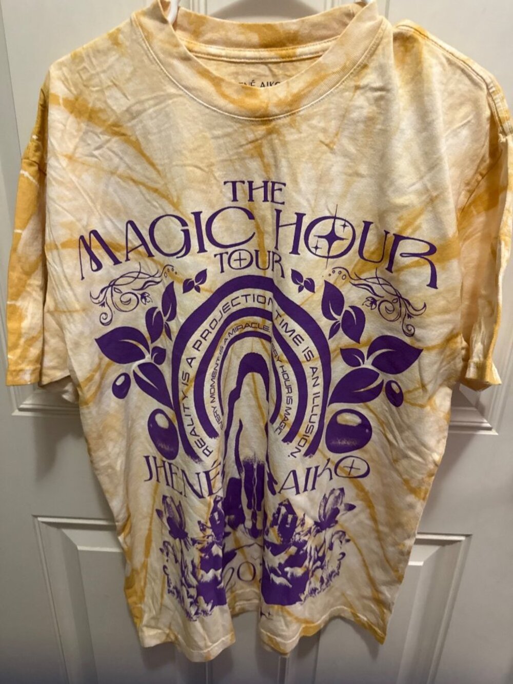 Jhene Aiko Magic Hour Tour 2024 Tie-Dye Graphic T-Shirt Large Yellow Purple